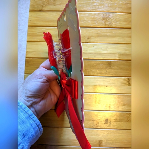 Red Rose Hair Claw Clip And Satin Bow Barrette Set Belle Disney New Accessories - Picture 2 of 6